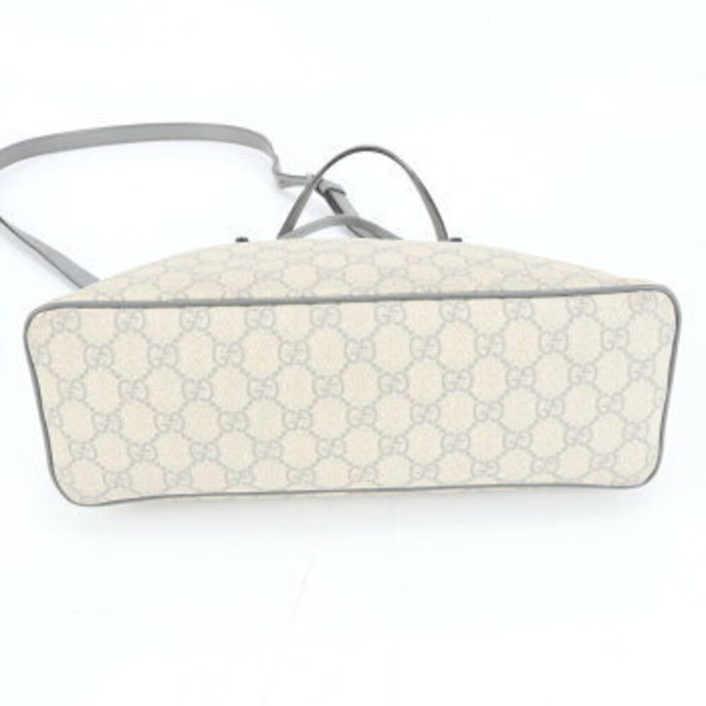 Gucci GG Supreme Leather Shoulder Bag Crossbody Handbag Tote Gray - Picture 6 of 10